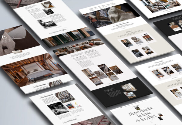 l'atelier des frères avec plusieurs aperçus des pages du site.