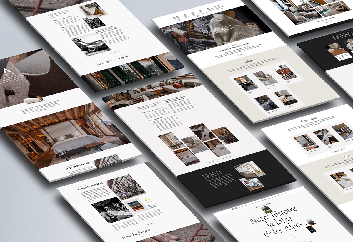 l'atelier des frères avec plusieurs aperçus des pages du site.