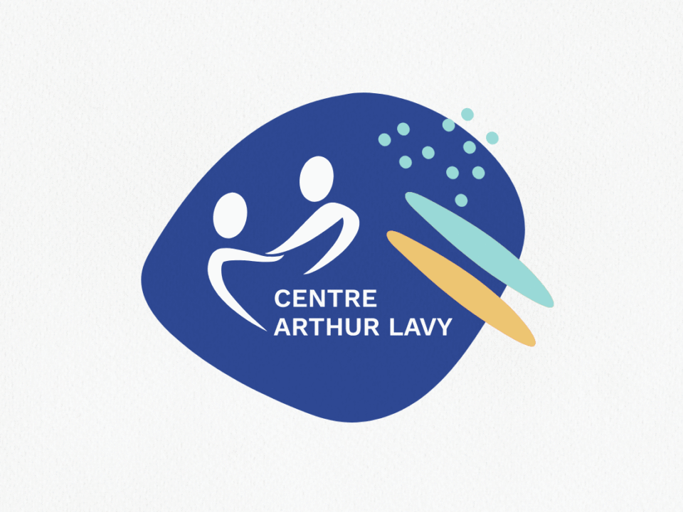 Animations des logos des différentes entités du Centre Arthur Lavy dans des formes rondes/oblongues aux couleurs différentes.