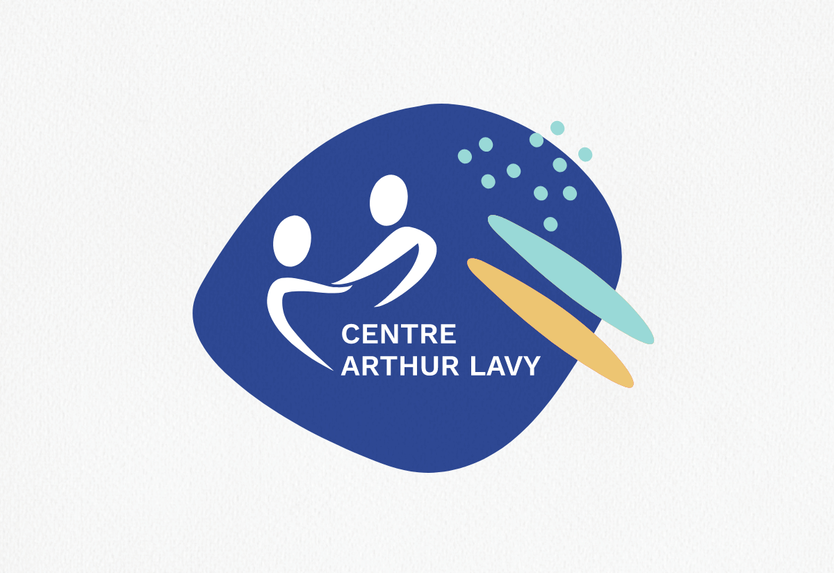Animations des logos des différentes entités du Centre Arthur Lavy dans des formes rondes/oblongues aux couleurs différentes.