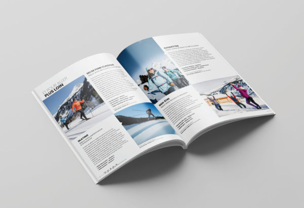 Intérieur de la brochure avec les visuels de séjours sportifs