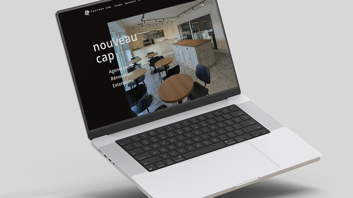 Présentation du nouveau site Nouveau Cap en situation sur un mac book.